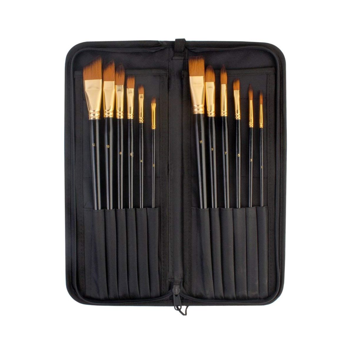 Set of 12 Professional & Exclusive Fine Art Long Handled Premium Paint Brush Set