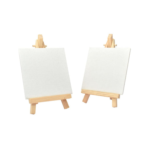 Qatalitic Mini Display Easel with Canvas Board 10x10cm Pack of 2pc