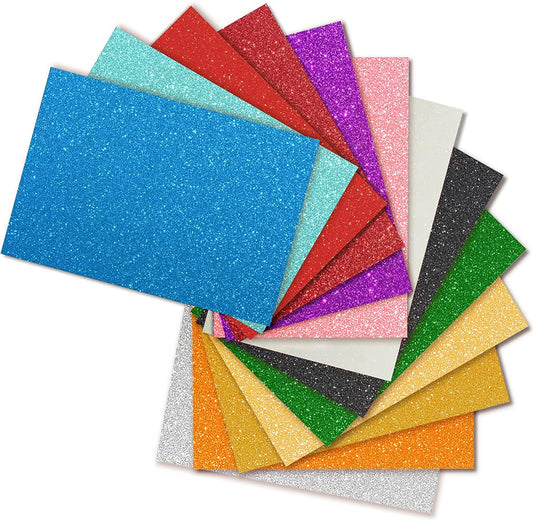 Qatalitic Self Adhesive Easy to Peel Off Glitter EVA Foam Sheets, A4 Size, Pack of 10 (Assorted Color)