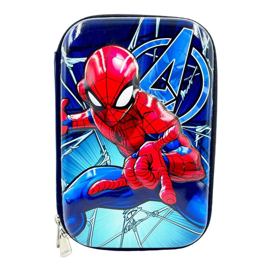 Qatalitic Big Size EVA 3D Cover Pencil Case, Large Capacity (Spiderman) Pencil Case with Compartments, School Pouch Organizer for Students, Stylish Pen Holder Pouch, Art Pencil Box (Dark Blue)