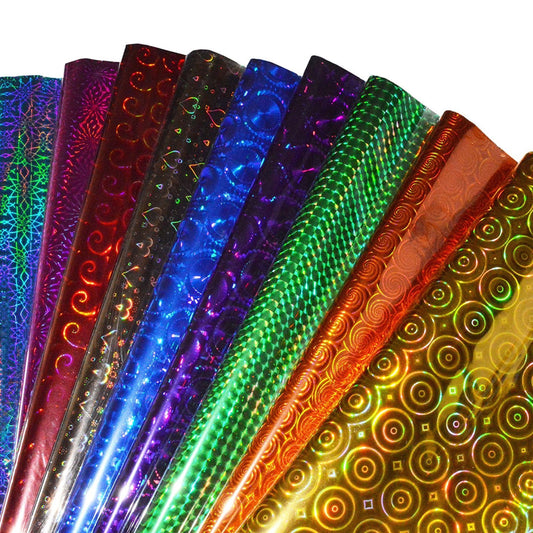 Qatalitic Pack of 25 Multicolour Holographic Metallic Gift Wrapping Sheets, 65cm X 45cm
