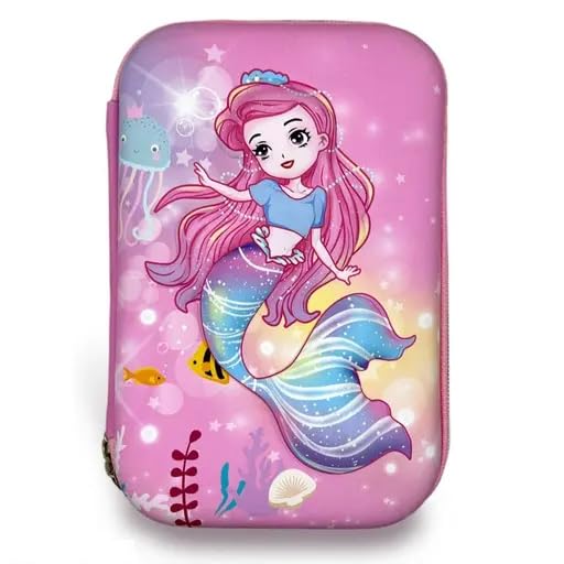 Qatalitic Big Size EVA 3D Cover Pencil Case, Large Capacity (Mermaid) Pencil Case with Compartments, School Pouch Organizer for Students, Stylish Pen Holder Pouch, Art Pencil Box (Multicolor)