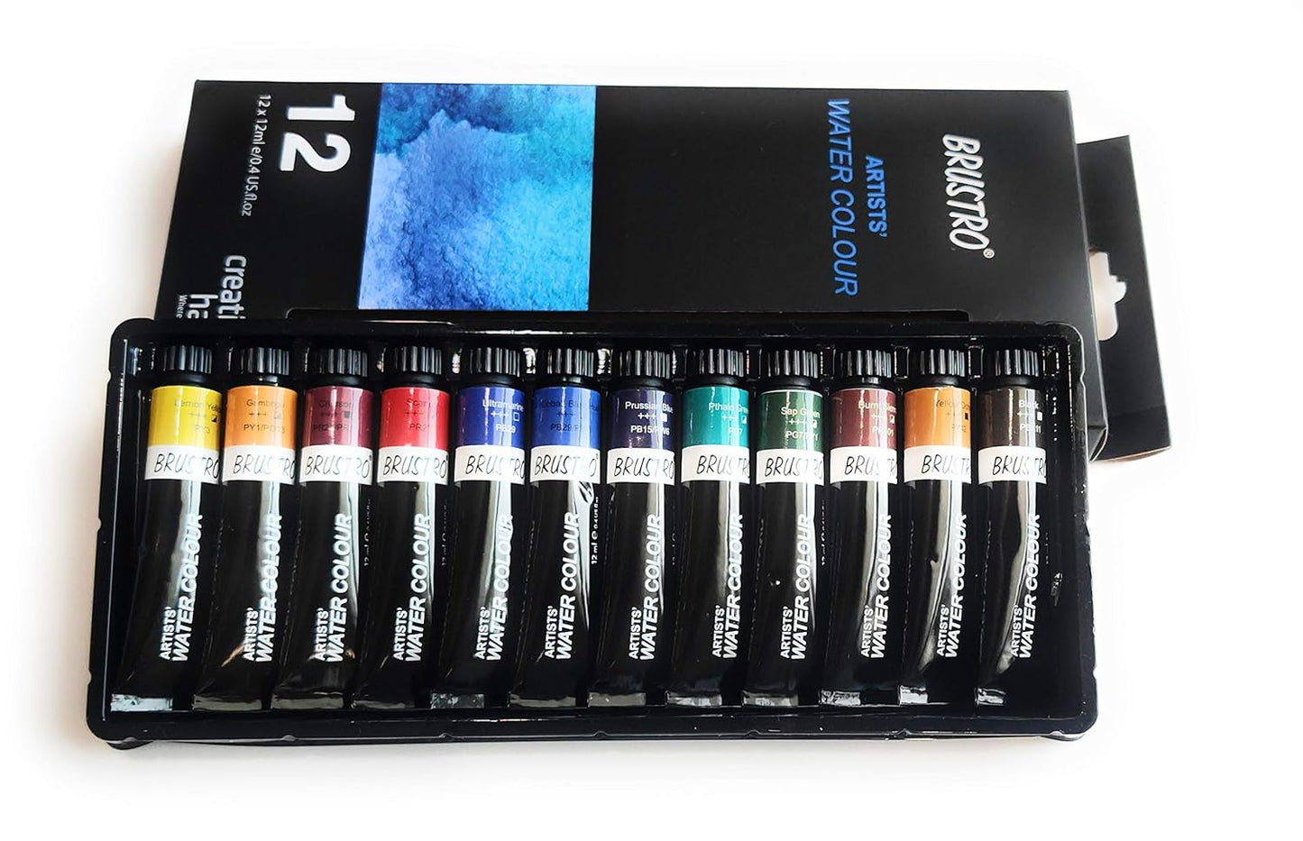Qatalitic: Set - 12 Vivid Colors in 12ml Tubes, Artists Quality Opaque Watercolors for Crafting and Fine Art Projects