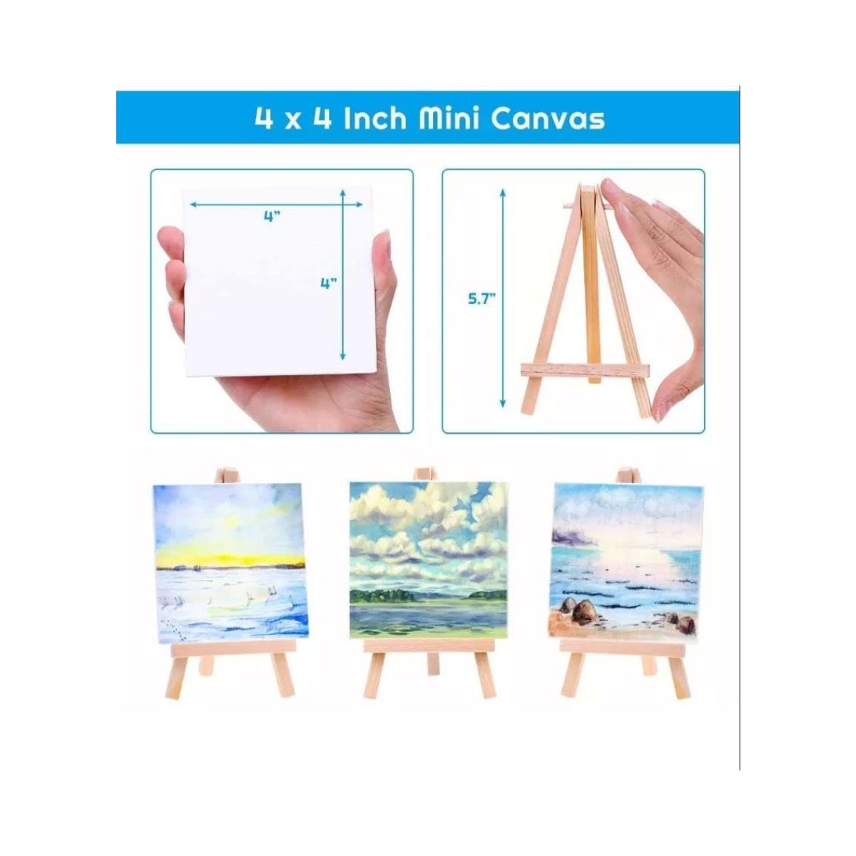 Qatalitic Mini Display Easel with Canvas Board 10x10cm Pack of 2pc