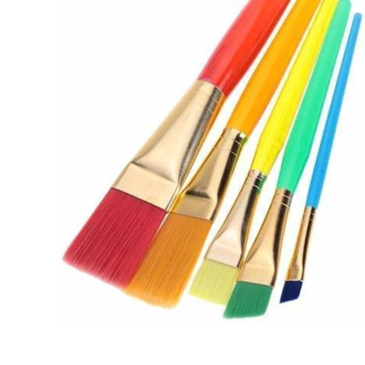 Set of 5 Artistic Flat Paint Brush, Water Colouring Brushes for Oil Painting, Acrylic Paintings, Nail Brush Art