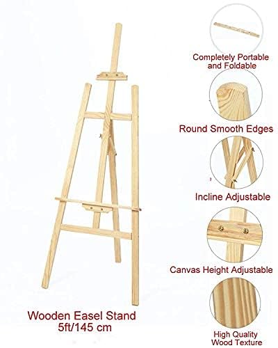 Qatalitic 5 Feet Premium Wooden Painting Easel Stand, Foldable & Adjustable, Perfect for Canvas Painting, Drawing, Wedding Signs, Posters, Displays & Advertisements