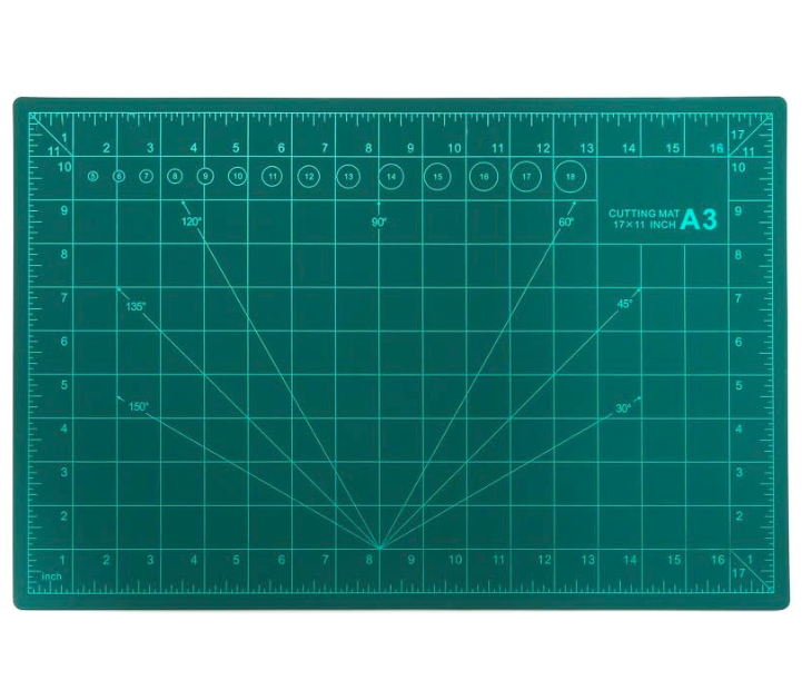 Qatalitic Flexible Cutting Mat, A3 Size (18 X 12 inch), Self-Healing, 5 Layered, Double Sided with Marked Pattern and Grids (Green) - Polyvinyl Chloride