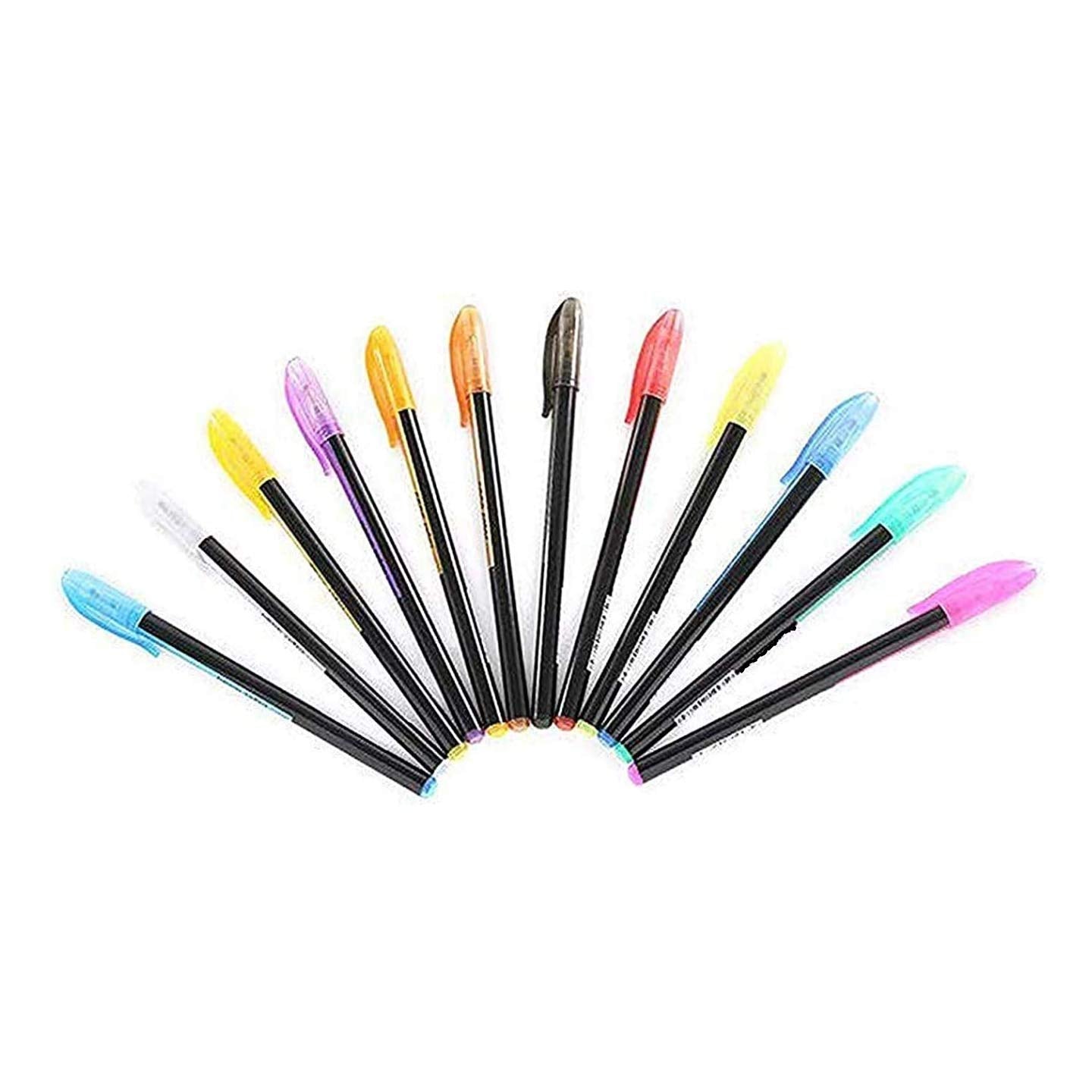 Qatalitic Set of 12 Neon Gel Pens consisting Fluorescent, Metallic, Glitter, and Pastel colour pens For DIY Art & Crafts (Sketching, Drawing & Painting Purpose)