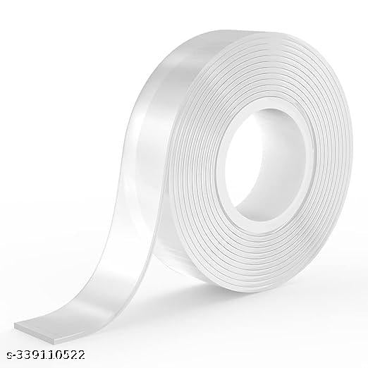 Qatalitic Double Sided Adhesive Tape 3 Meter x 1.4 inch Heavy Duty, Clear & Tough Nano, Removable, Reusable and Washable Transparent Adhesive Tape for DIY Art & Craft, Mounting Tape for Kitchen, Home Decor