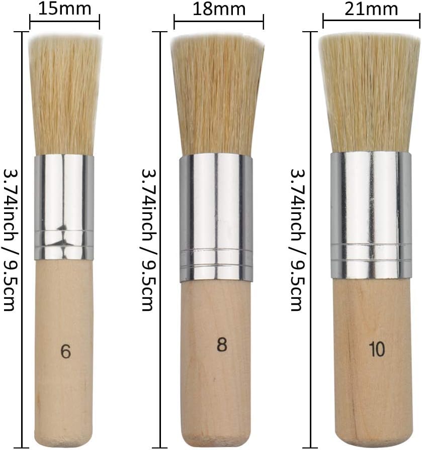 Qatalitic 3 pcs Stencil Brushes Set, Natural Bristle Brushes Perfect for Acrylic Painting, Oil Painting, Watercolor Painting, Stencil Project, Card Making and DIY Art Crafts