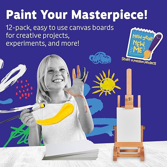 Qatalitic Set of 6 pc. 5 x 7 inch Canvas Board, 100% Cotton, Acid Free, Blank White 4mm Thickness Canvases for Oil, Acrylic & Watercolour Paint