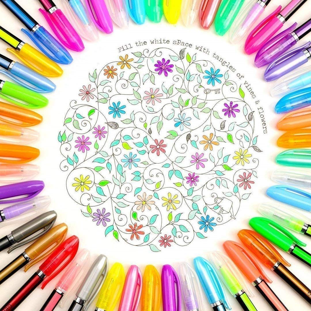 Qatalitic Set of 36 Neon Gel Pens consisting Fluorescent, Metallic, Glitter, and Pastel colour pens For DIY Art & Crafts (Sketching, Drawing & Painting Purpose)