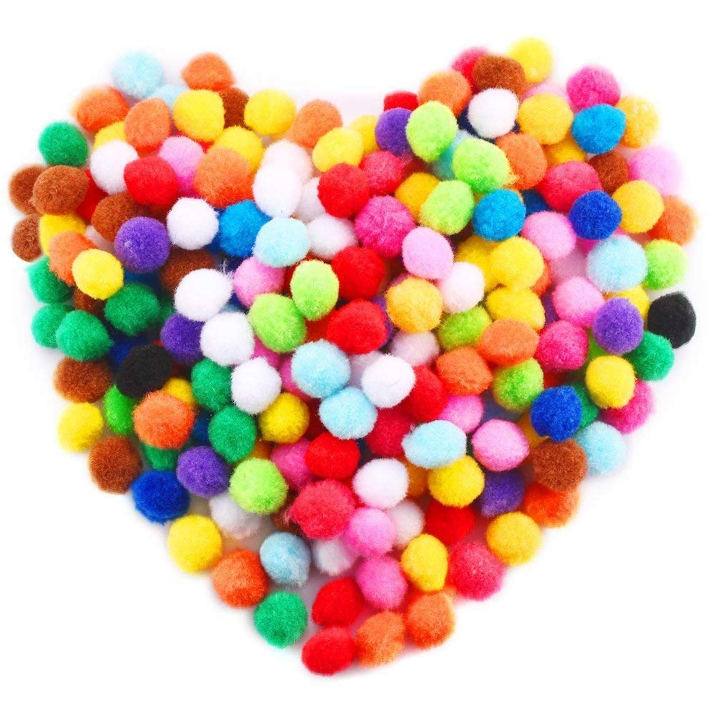 Qatalitic Round Shaped Soft Fluffy Pom-Pom for Art, Craft and Party Decoration, 2cm (Mixed Colour) - Pack of 100