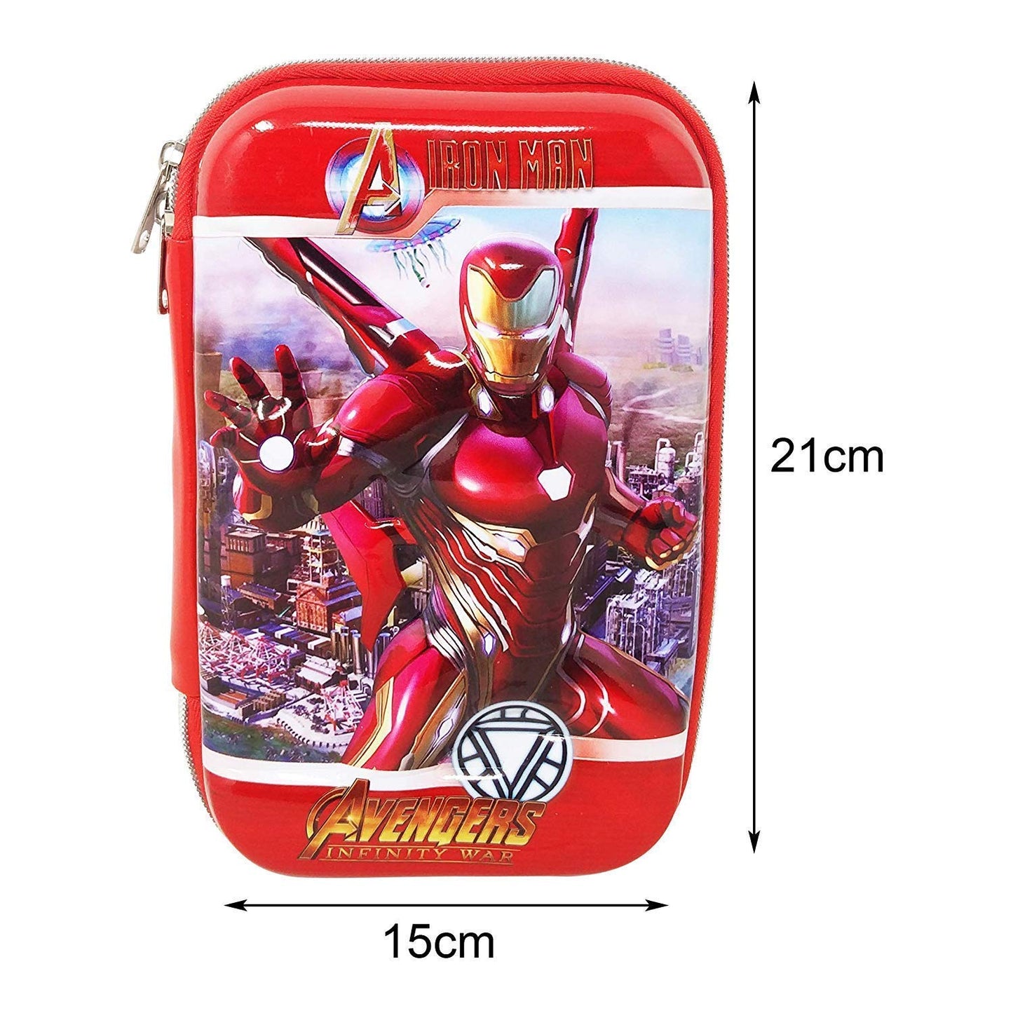 Qatalitic Big Size EVA 3D Cover Pencil Case, Large Capacity (Iron Man) Pencil Case with Compartments, School Pouch Organizer for Students, Stylish Pen Holder Pouch, Art Pencil Box (Red)