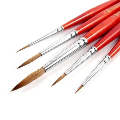 Qatalitic 5 Pcs Detail & Liner Paint Brush Set, Art Brushes for Fine Detailing and Art Painting, Ideal for Oil, Acrylics, and Watercolors