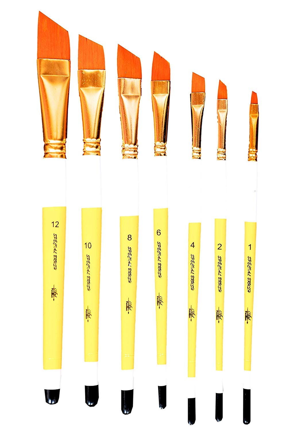 Vishal Angular Painting Brushes (Set of 7) Synthetic Paint Brush for Oil, Nail Brush Art, Artist Acrylic Painting