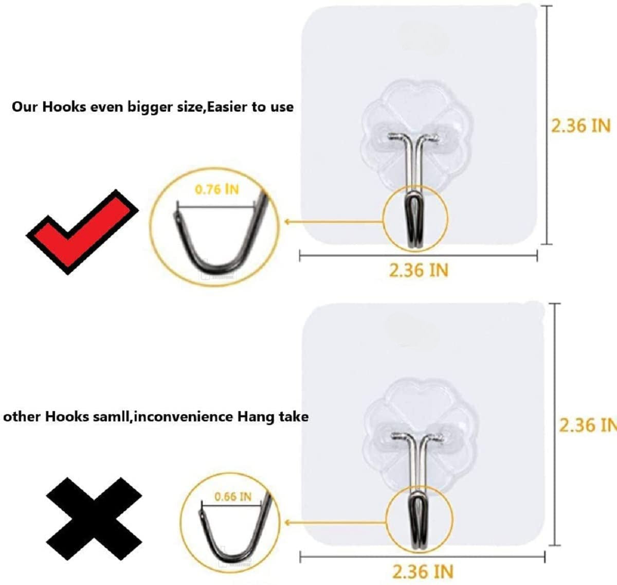 Qatalitic Enterprise PVC Wall Hooks, Pack of 15, Transparent