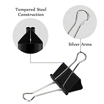 Qatalitic 36 Pcs 25mm Black Binder Clips Set, Rust Resistant, Re-usable Black Binder Clip, for Office, Home and Crafting Projects