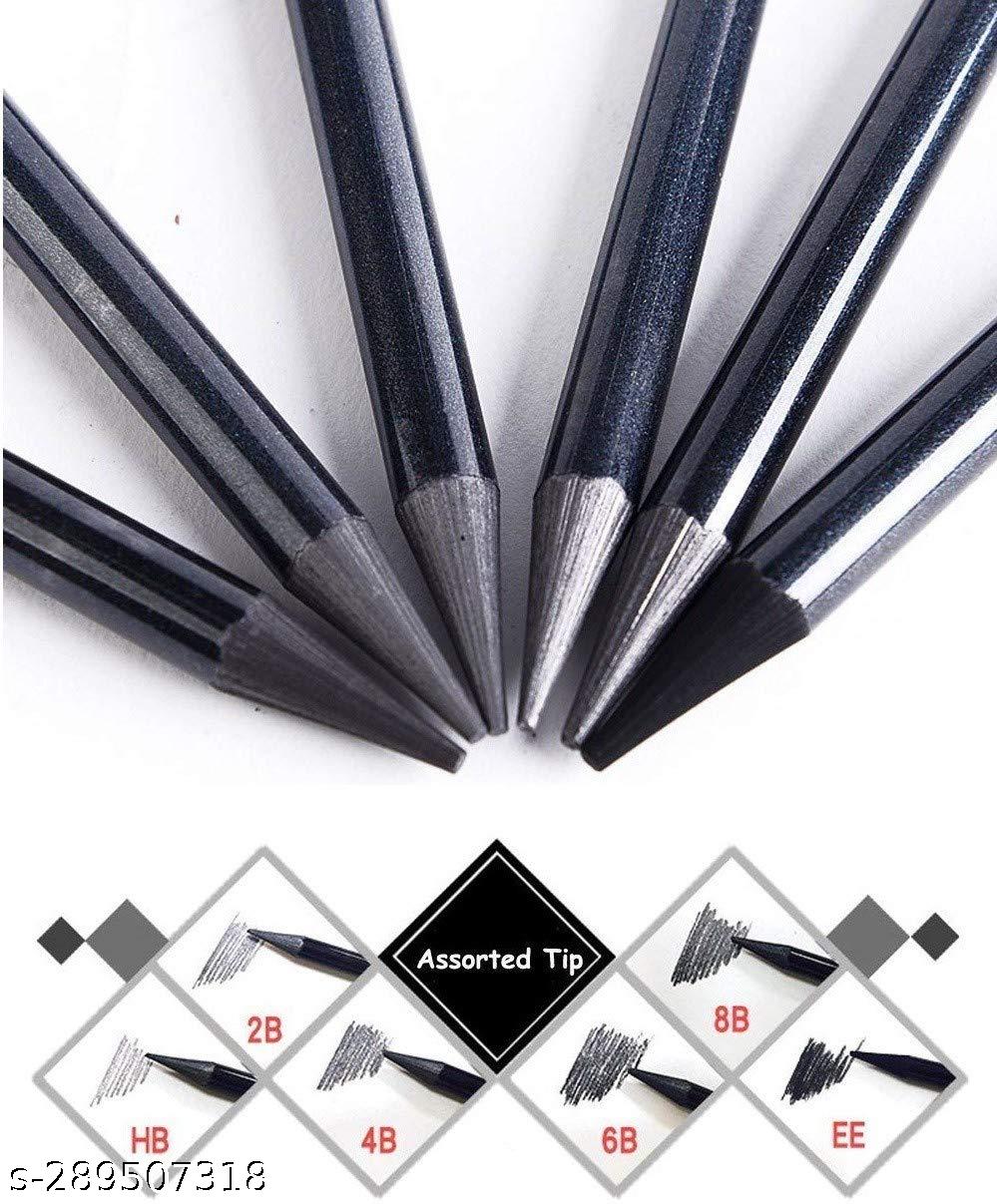 Qatalitic Woodless Graphite Black Charcoal Pencil Set of 6 | Sketching, Shading | Drawing Shading Pencils for Beginners to Professionals | Non-Toxic Sketching Pencils Art Supplies