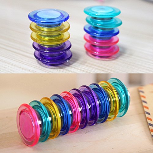 Qatalitic Colorful Translucent 40 mm (Set of 10) Magnet Buttons for Fridge, Magnetic White-Boards Set