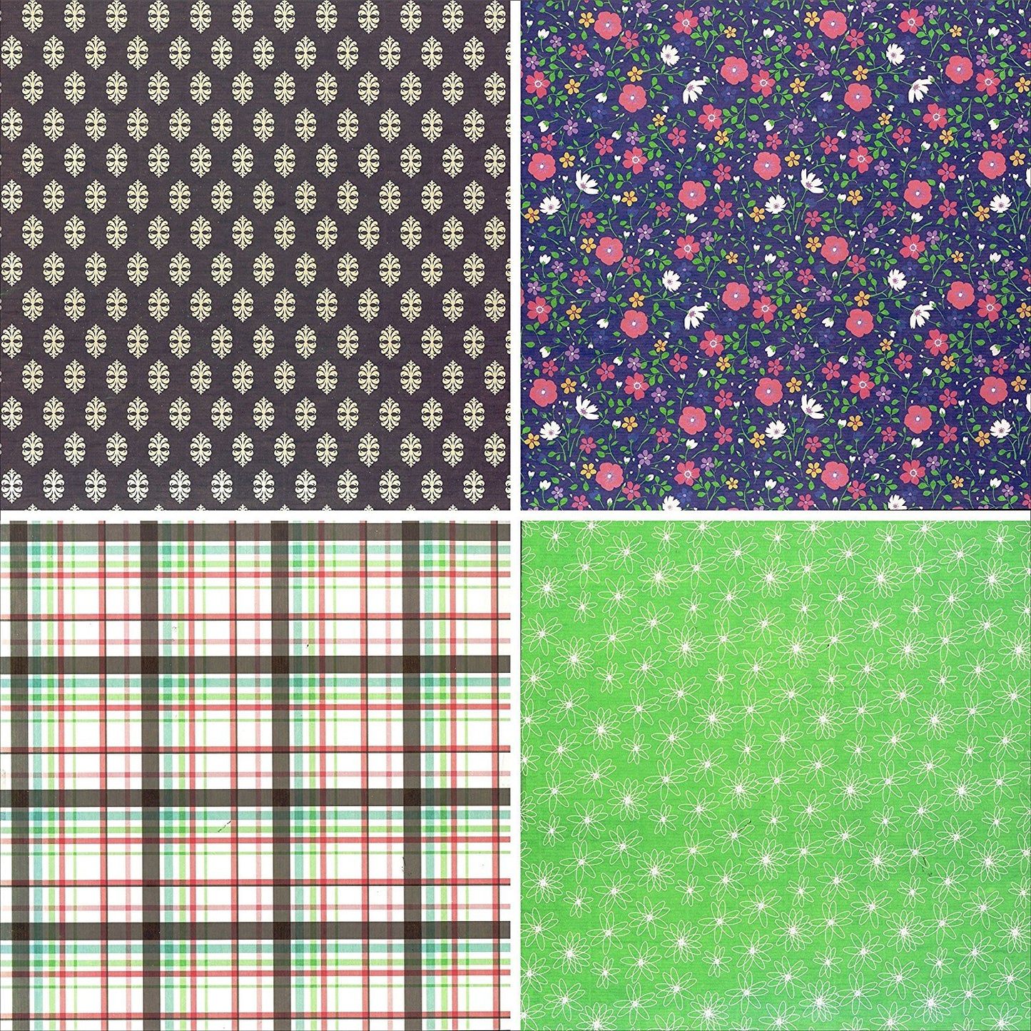 Qatalitic Set of 24 Thick Pattern Design Printed Papers and 3 Die Cut Sheets for Art n Craft, Size: 12 x 12 inch (Fresh Series)