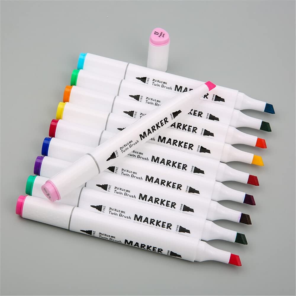 Qatalitic 48 Colours Alcohol Based Markers, Dual Tip Art Marker Set (Fine and Chisel Tip), with Carrying Plastic Box, For DIY Art, Colouring Illustrations, Great Value Pack For Kids, Adults & Students