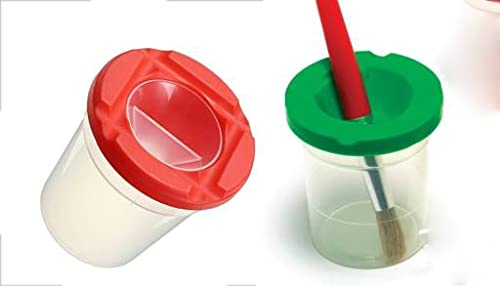 Qatalitic Colourful Non Spill Paint Pots & Lids (Set of 2) for Beginners to Professionals Art & Craft Tool