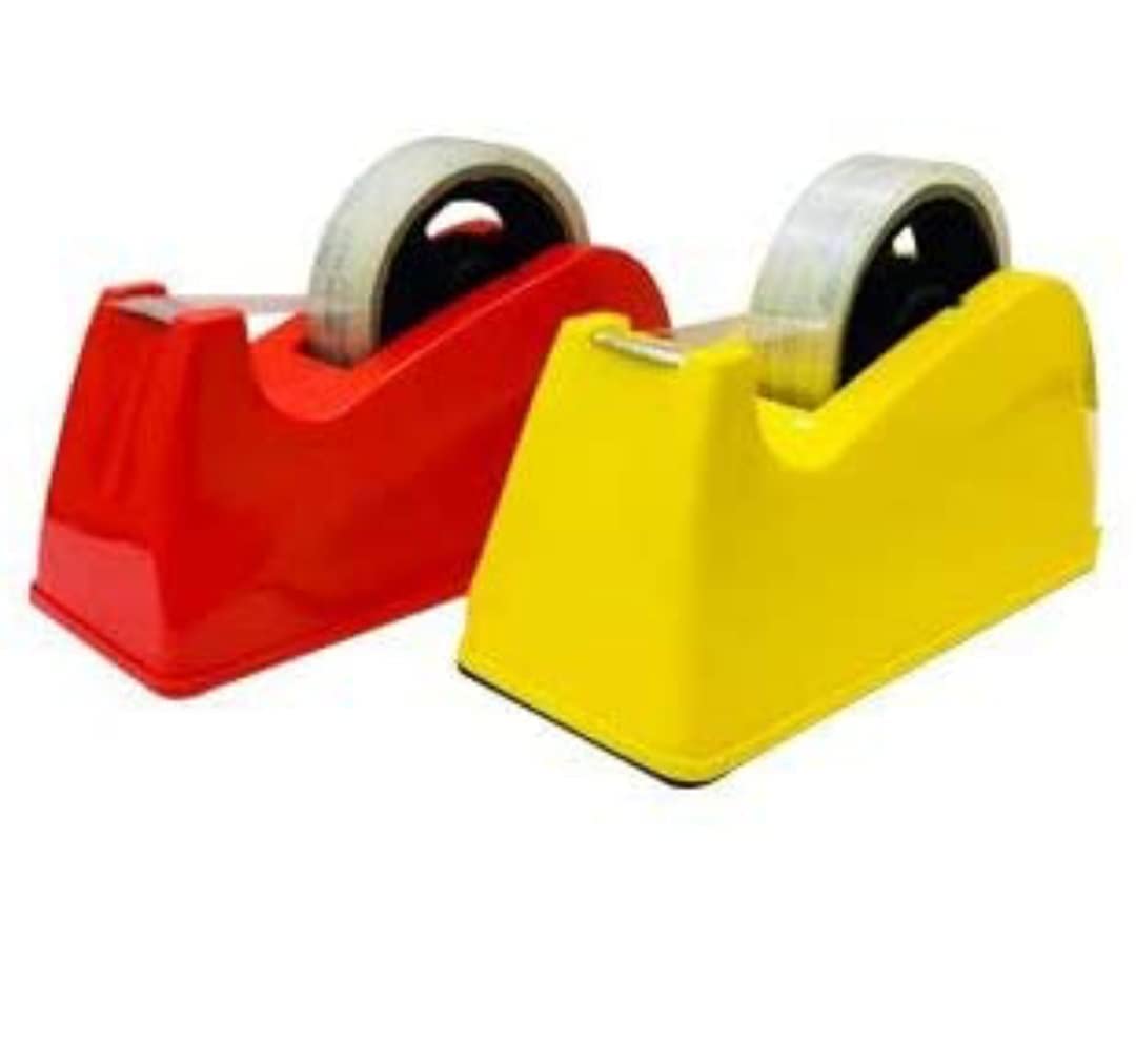 Qatalitic Heavy Weight and Anti-Skid 1 inch Cello Tape Dispenser for Home, Office, School Use (2 tapes absolutely free)