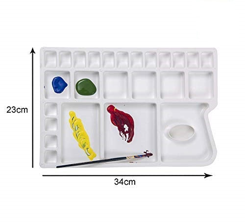 Qatalitic 25 Well Painting Palette, Containing 16 Colour Compartments, 8 Mixing and 1 Water Storing Compartments, for Acrylic Colour, Watercolour and Oil Painting