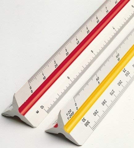 Qatalitic Triangle Scale Ruler, 30cm (12 Inch) Long Plastic Drafting Scale Ruler Very Useful to Architect, Engineer, Students, Office Employee (1-Piece)