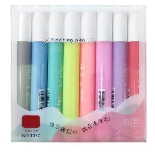 Qatalitic Set Of 8 Multicolour Magical Water Painting Doodle Bold Point Pen, Best Floating Pen On Water, Quick-Drying Ink Pen, Water-Based Erasable, Markers For Painting