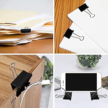 Qatalitic 36 Pcs 25mm Black Binder Clips Set, Rust Resistant, Re-usable Black Binder Clip, for Office, Home and Crafting Projects