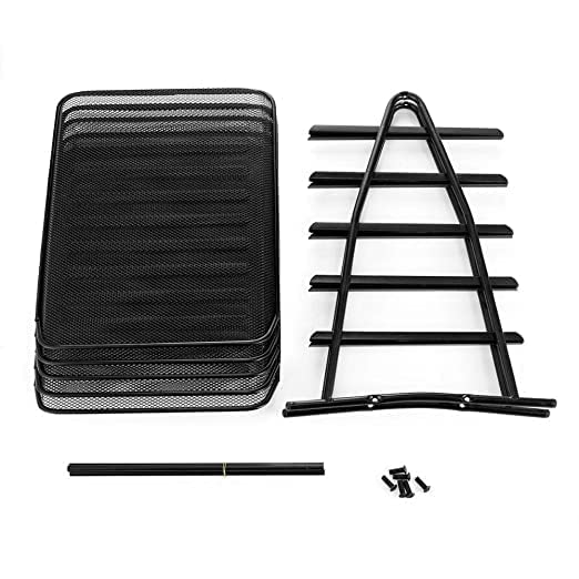 Qatalitic 5 Tier Mesh Metal Desk Organiser File, Rack Letter Tray, A4 Papers, Documents Holder Desk Organizer with slidable compartments for Office-Black