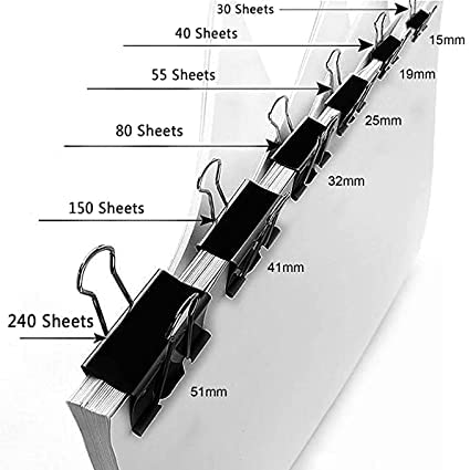 Qatalitic 36 Pcs 25mm Black Binder Clips Set, Rust Resistant, Re-usable Black Binder Clip, for Office, Home and Crafting Projects