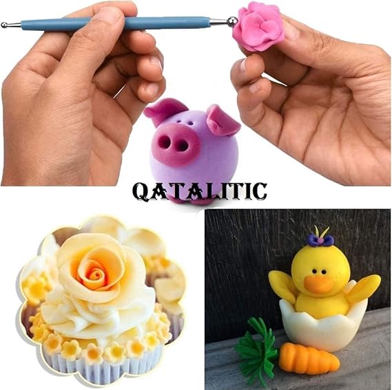 Qatalitic 9 Pcs Ball and Wooden Dotting Tool Set, for Mandala Art, Embossing Stylus for Clay Pottery Ceramic Nail Art and Polymer Clay