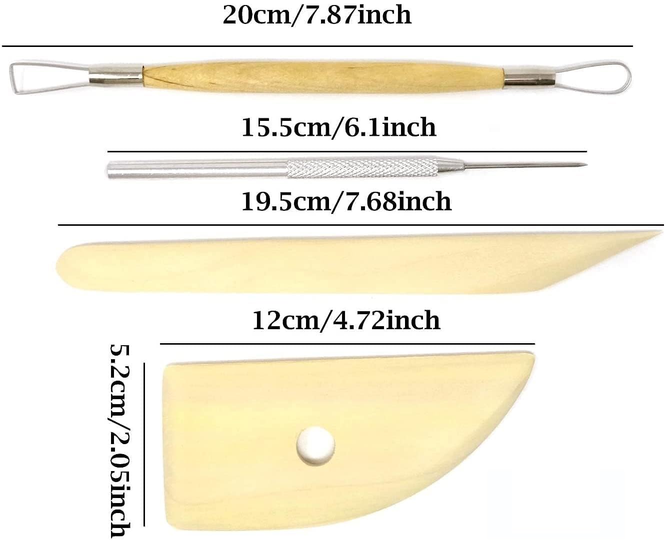 Qatalitic 19 Pcs Professional Pottery Tools Kit for Clay Pottery Sculpting, Scarping, Carving, Fine Detailing, Smoothening, Shaping and Trimming, Ideal for Pottery Enthusiasts and Artists