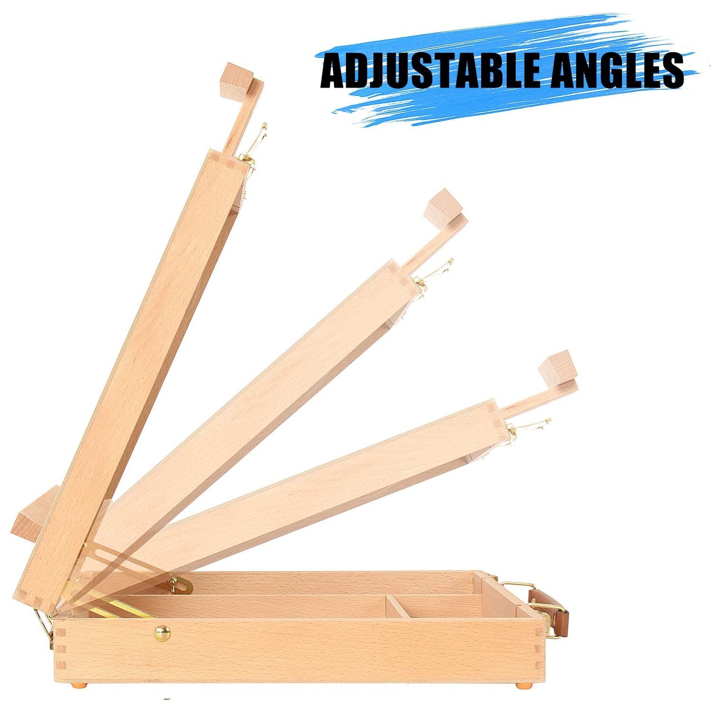 Qatalitic Tabletop Painting Easel, Portable Wooden Box Adjustable Easel, Ideal for Painting, Drawing, and Canvas Work, (Holds Canvases up to 62 cm, 2 Feet)