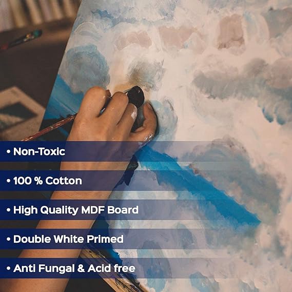 Qatalitic Set of 3 pc. 8 x 8 inch Canvas Board, 100% Cotton, Acid Free, Blank White Mini Canvases for Oil, Acrylic & Watercolour Paint
