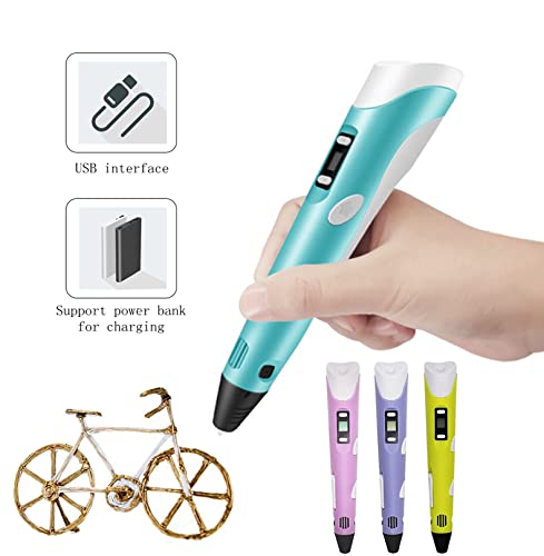 Qatalitic 3D Printing Pen with USB Cable, LCD Display with Free Refill PLA Filaments, Easy to Use for Kids to Doodle and Sketch in 3D, Ready to Create (Random Color)