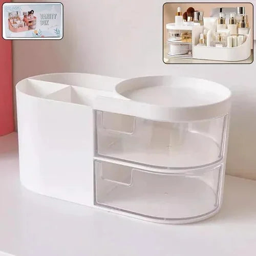 Veriexpress  Makeup Organizer | Makeup Box For Storage | Make Up, Cosmetic, Skincare Organiser For Women | Elegant Makeup Vanity With Transparent Drawer (White)