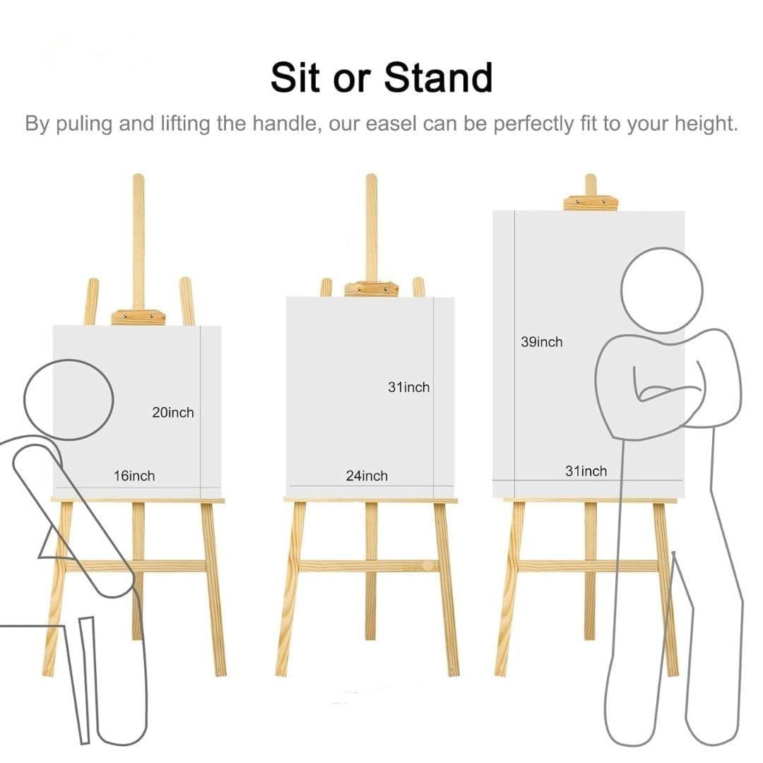 Qatalitic 5 Feet Premium Wooden Painting Easel Stand, Foldable & Adjustable, Perfect for Canvas Painting, Drawing, Wedding Signs, Posters, Displays & Advertisements