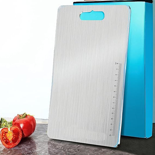 VeriXpress Stainless Steel Multipurpose Chopping Board, Heavy Duty Cutting Board for Vegetable, Fruit Cutting, Kneading Dough, Cake Prep, Safe Durable with Anti-Skid Silicon Pad (Size 31.8 CM X 21 CM)