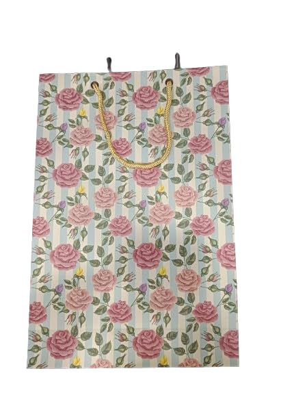 Qatalitic Designer Gift Paper Bags (Pack of 5), Size (13 x 8.8 x 3 inches) Goodie Bags for Return Gifts, Carry Bags for Presents, Weddings, Birthday, and Corporate Events, 200 GSM Thickness