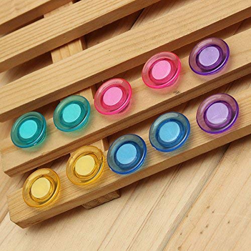 Qatalitic Colorful Transparent Magnet for Fridge, Magnetic White-Boards - Stick Notes, Photos, Charts and More (Size 20MM) (Set of 10)