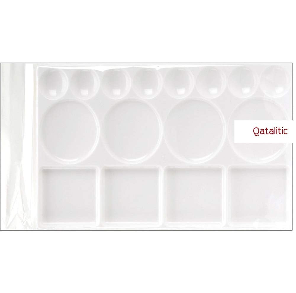 Qatalitic Rectangle Plastic Painting Palette with 16 Well | from Beginners to Professional, Use for DIY Art & Crafts, Paintings and Project Making
