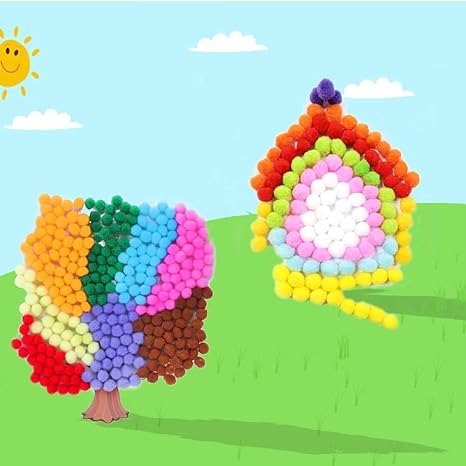 Qatalitic Round Shaped Soft Fluffy Pom-Pom for Art, Craft and Party Decoration, 2cm (Mixed Colour) - Pack of 100