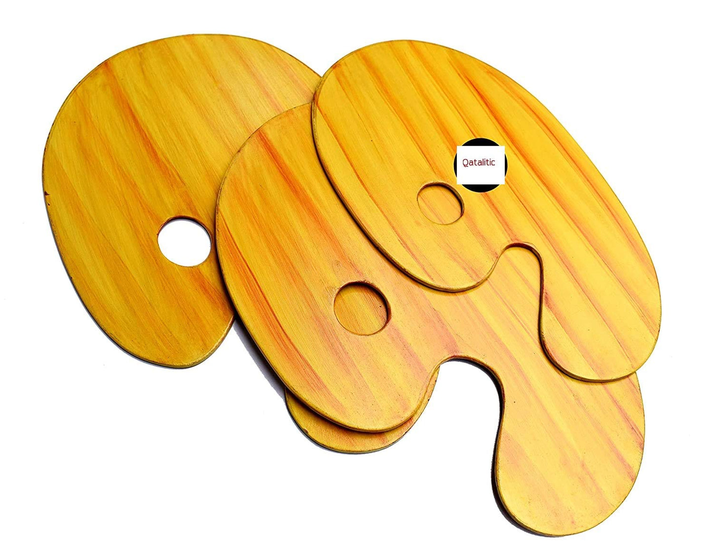 Qatalitic Wooden Painting Palette | Wooden Palettes for Mixing & Blending Colours | from Beginners to Professional Use for DIY Art & Crafts Paintings and Project Making