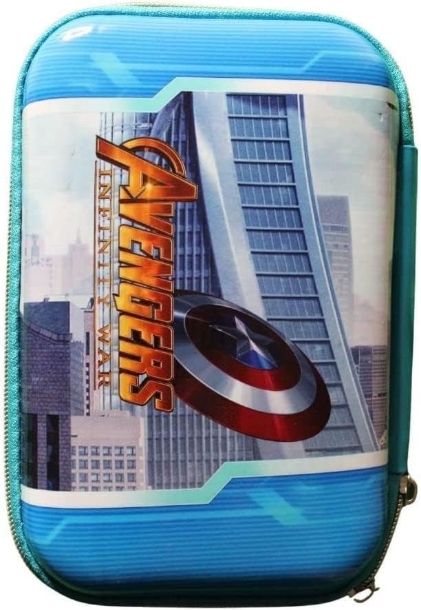 Qatalitic Big Size EVA 3D Cover Pencil Case, Large Capacity (Captian America) Pencil Case with Compartments, School Pouch Organizer for Students, Stylish Pen Holder Pouch, Art Pencil Box (Blue)