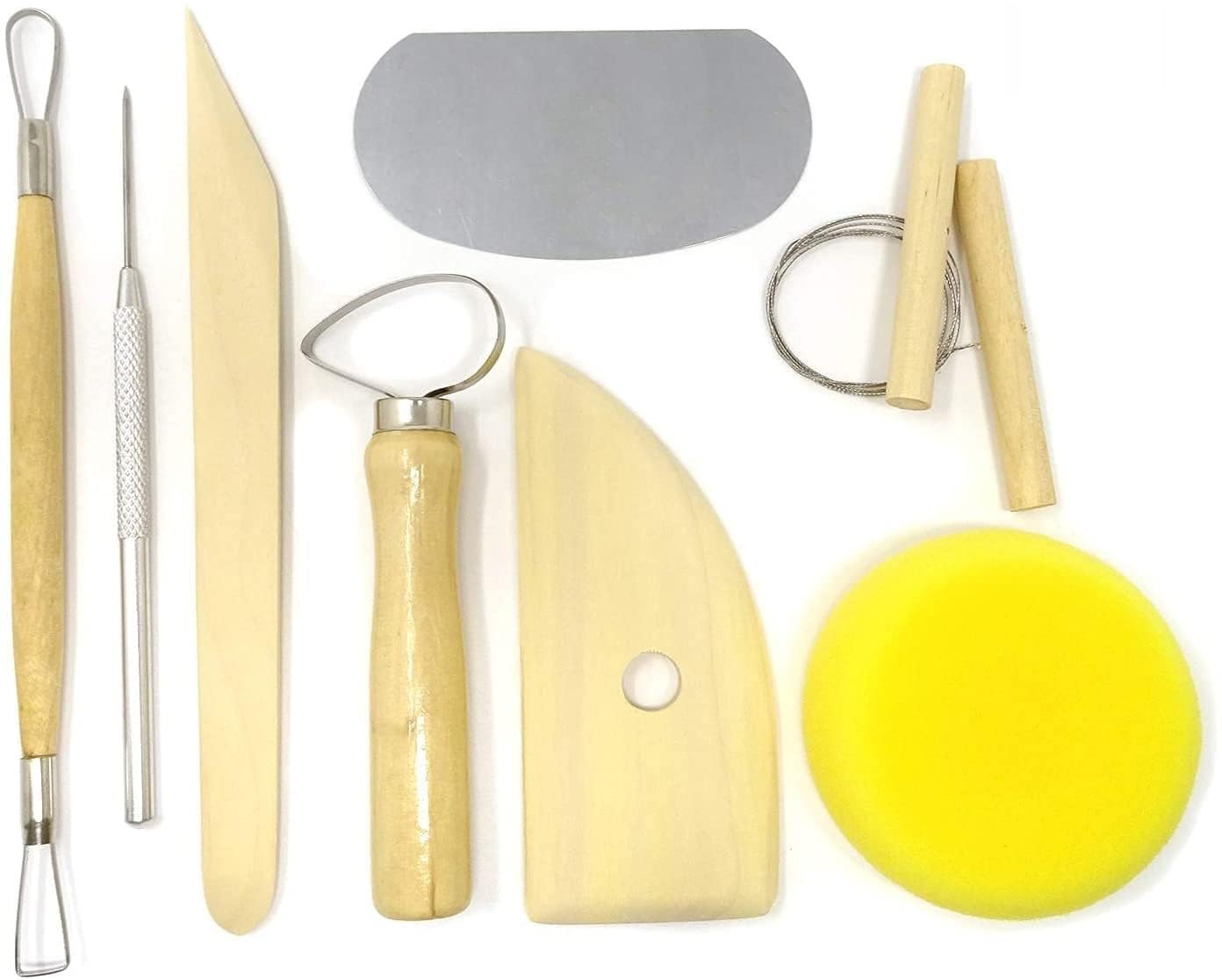 Qatalitic 19 Pcs Professional Pottery Tools Kit for Clay Pottery Sculpting, Scarping, Carving, Fine Detailing, Smoothening, Shaping and Trimming, Ideal for Pottery Enthusiasts and Artists