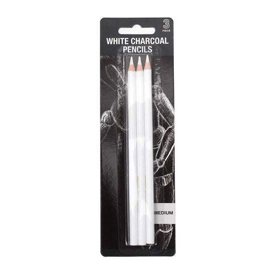 Qatalitic Set of 3 White Charcoal Pencil Premium Pencil for Sketching, Drawing, Shading, Blending, and other Artistic Work